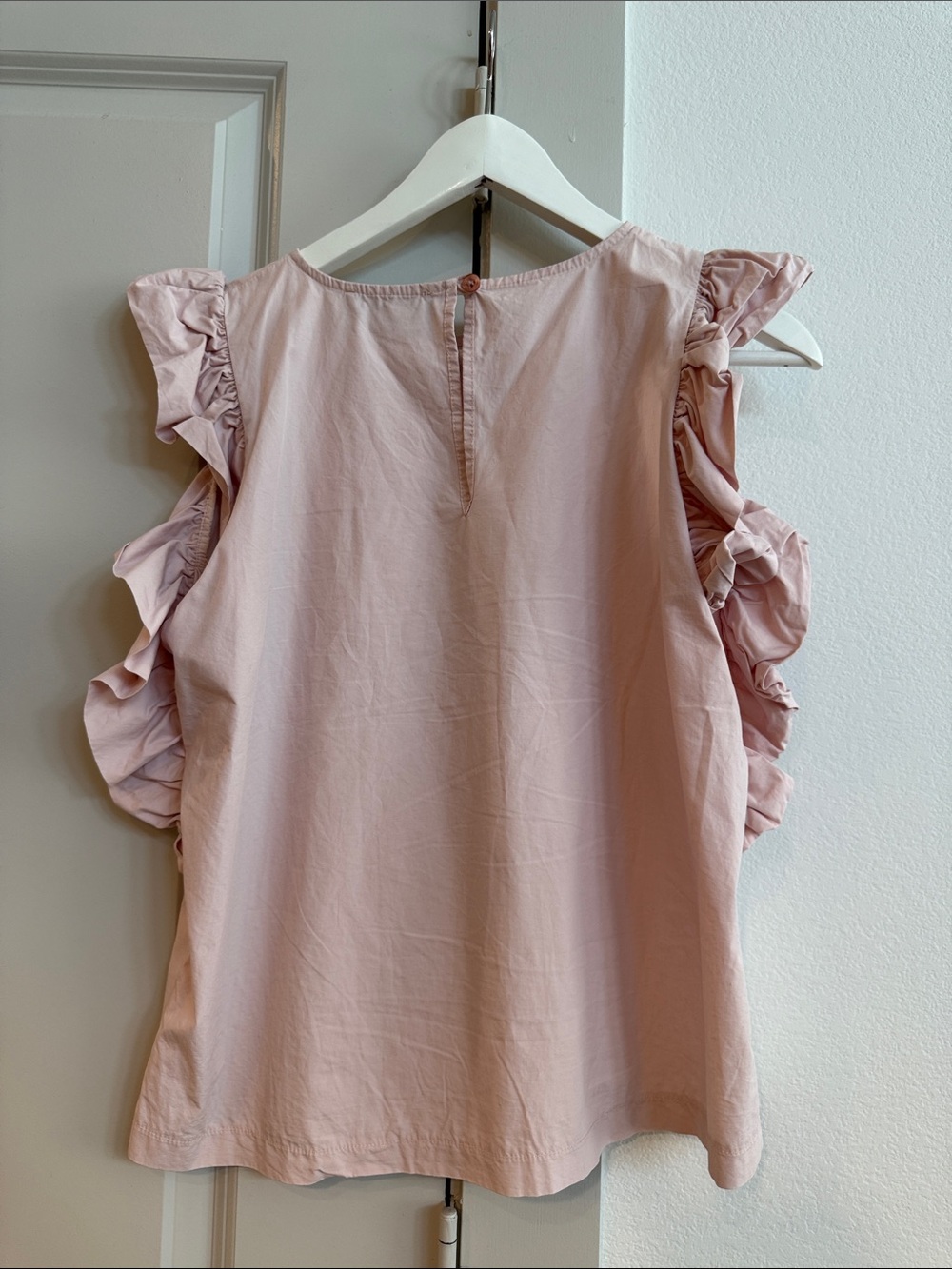 Chinto Pale Pink Ruffle Sleeve Cotton Top Size Small - Made In Italy 🇮🇹 - Picture 7 of 8